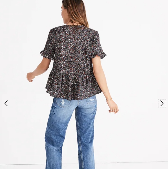 Madewell "Studio Ruffle Hem Top in Starry Night" - Picture 3 of 11